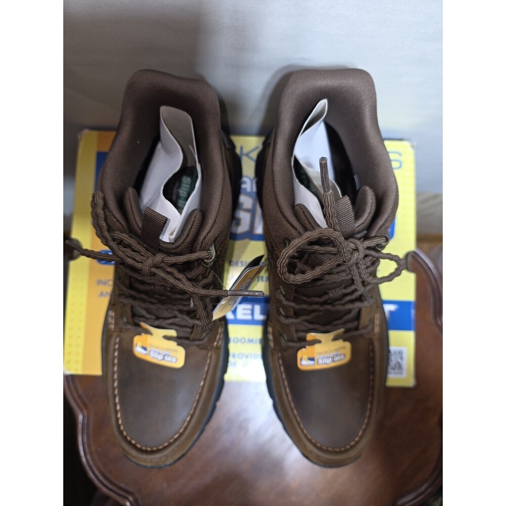 Skechers Slip-Ins Respected 2.0 Hagler Brown Boots Men's 11 Goodyear NWB - Picture 2 of 11
